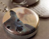 Deer necklace, nature inspired eco fashion recycled metalwork locket, brown, gifts for teen girls, 3 in 1 Interchangeable lids