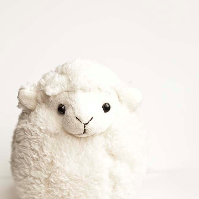 Children decor, Easter, minimalist, white, beige, toy baby lamb, nursery decor - fine art photography 5x5 - Raceytay