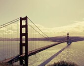 Travel Photography, Golden Gate Bridge San Francisco, neutral, wall decor, sepia, brown, men and women