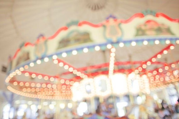 Baby Nursery art prints for children, carnival photo, carousel, peppermint, red, white, pastel