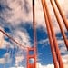 Orange and blue San Francisco Golden Gate Bridge, room decor in blue orange photograph - Summer Travel decor 5x7