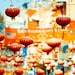 Good Luck Chinese Lanterns Photograph San Francisco print, Orange, blue, neon, home decor, 8x10, SF, raceytay