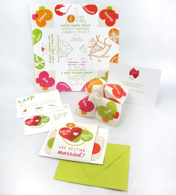 Cootie Catcher Wedding Invitation Suite SAMPLE