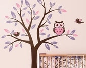 Owl Tree Decal Vinyl Wall Decal Nursery Vinyl Wall Decal - Tree with Owl and Birds Wall Decal Kids Nursery Baby Room Decal Sticker Art Decor