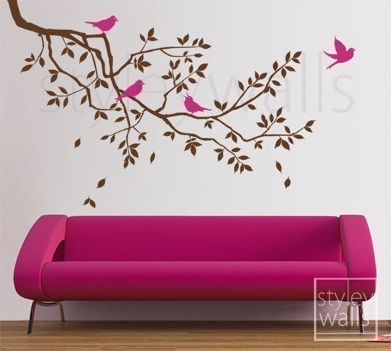 Branch Wall Decal Branch and Birds Wall Decal Sticker - GIFT BIRDS - Tree Wall Decal Children Nursery Baby Room Art Design Room Decor