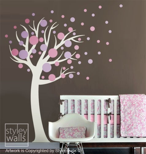 Polka Dots Circles Tree- Vinyl Wall Decal