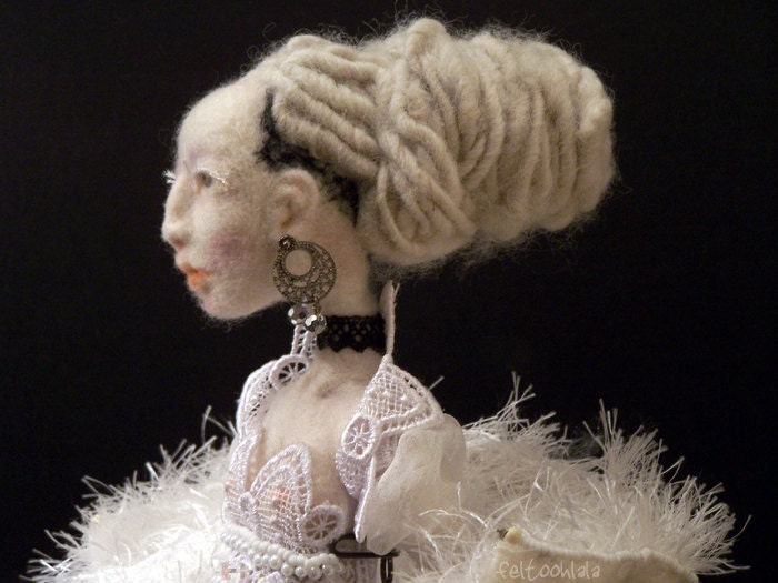 Snow, a needle felted art doll