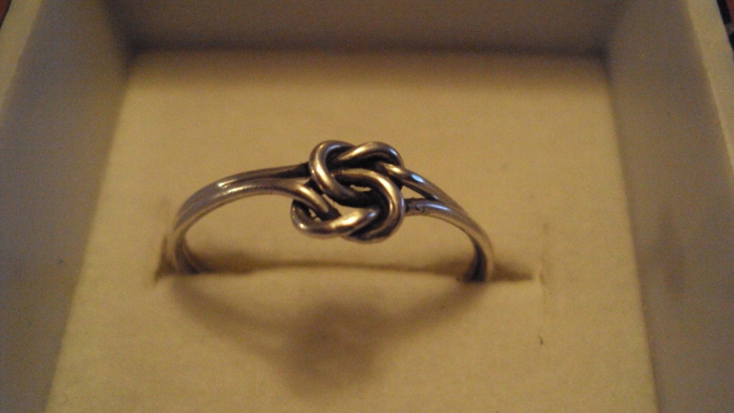 jewelry, ring, Sterling silver, argentium,  love knot ring, celtic knot,  with solid band,   SALE, any size