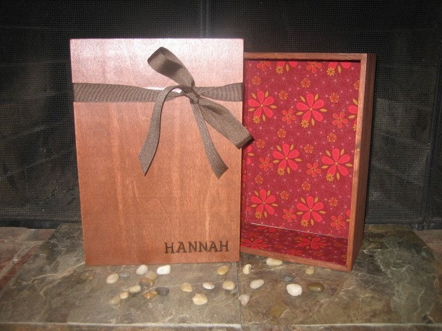 Branded Wood Memory Box Custom Fabric/Name Pregnancy and Infant Loss