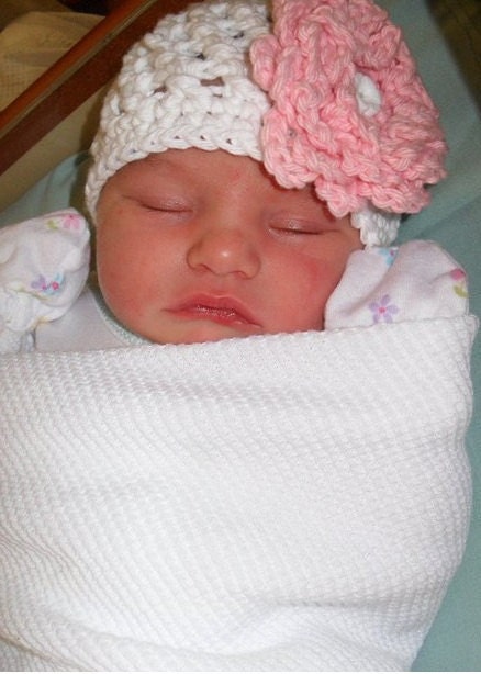 Design Your Own Hugs and Kisses,GARDEN PARTY Baby Beanie - You Pick Hat And 7 Flower Colors- GREAT Baby shower Gift