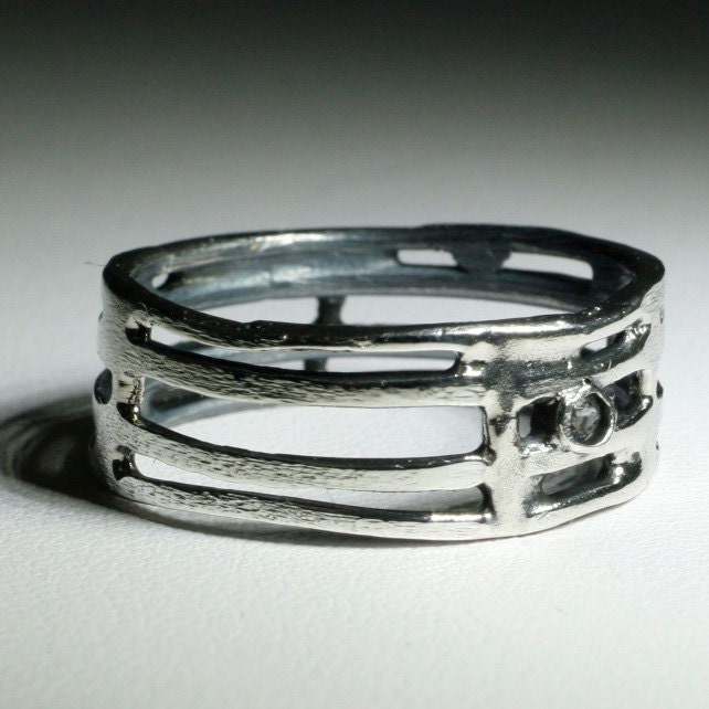 Dual Tone White Sapphire Weave Ring