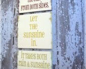 Sunshine Trio- Shabby Chic Typography Signs-Red-Green-Yellow