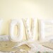 Love Banner, Love Sign, White Re purposed Vintage Linen Letters, Romantic Wedding Decor