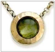 Sterling silver and rose gold with labradorite stone necklace - Green fields forever.