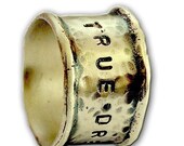 sterling silver personalized promise valentines stamped band - Dreams come True.