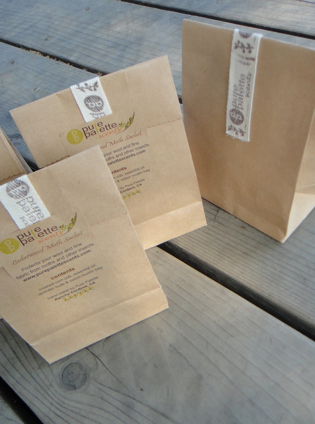 5 Moth Repellent Sachets Cedarwood Natural Essential Oil Eco Friendly Vegan