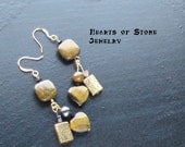 Tigers eye gemstone heart earrings -Golden Love-Gold, Bronze, Tan