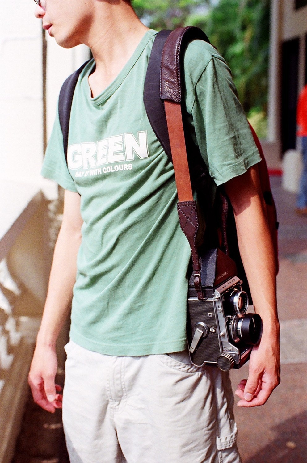 Handmade leather camera strap - wide version (adjustable length) - made to order
