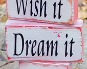 Wish it Dream it Do it wood blocks home decor wood phrase blocks stackable wood blocks