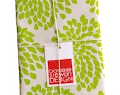 SALE - FAT QUARTER - Protea screen-printed fabric (fresh lime on unbleached hemp/organic cotton)  70cm x 50cm