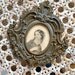 Vintage Tiny Metal Frame Oval Portrait of Woman, Italy