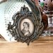 Vintage Tiny Metal Frame Oval Portrait of Woman, Italy