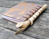 Handbound Sketchbook, tree branch book, angels, beaver, brown colorful leaves