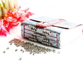Beaded leather Journal, silver star Sketchbook, metallic gloss hand dyed leather