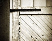 White Door Photograph - vintage country farmhouse barn black and white