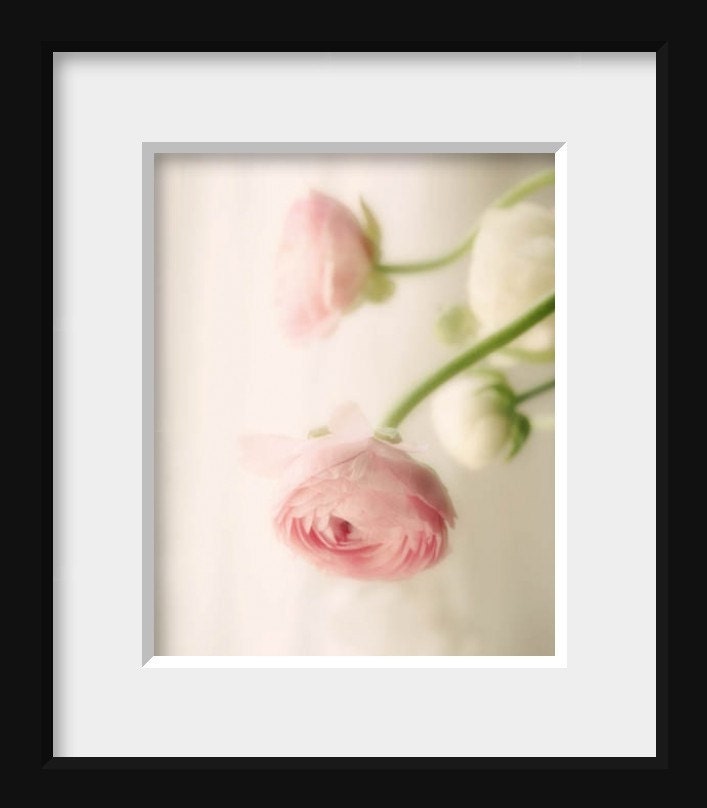 Pale Pink Flower Photograph white vintage pastel love flower nursery decor 8x10
