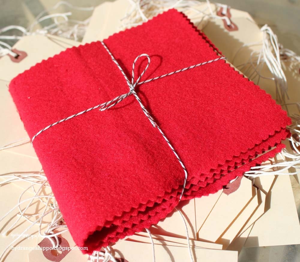 Red Felt and Paper Bag Book - 24 Pages, pinked edges, super cute