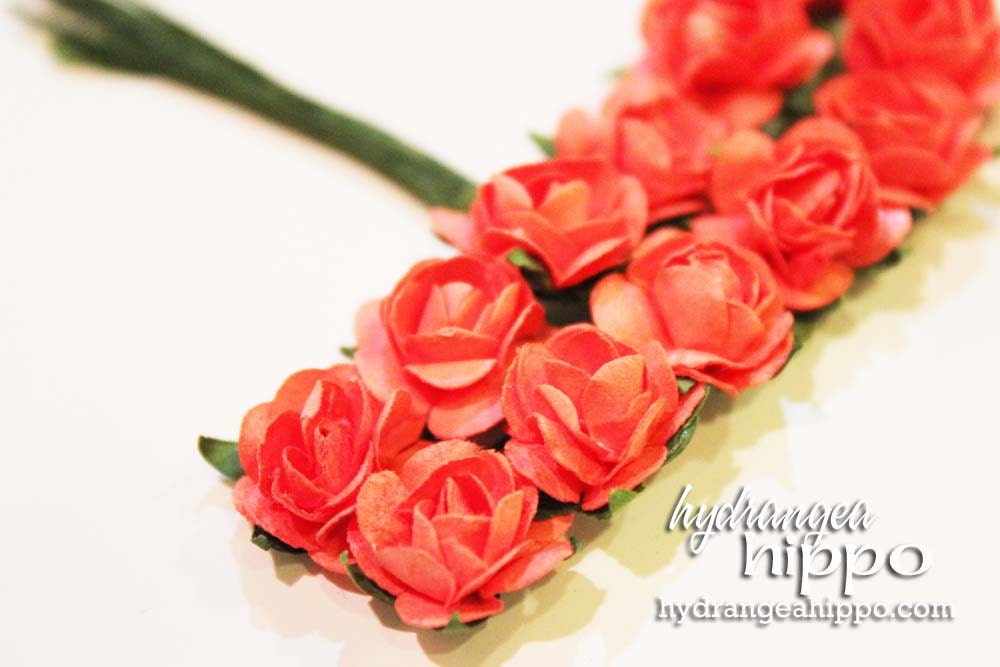 Coral Pink Orange Mini Roses - 2 Sets of 12 - 24 Pieces on Wire Stem
