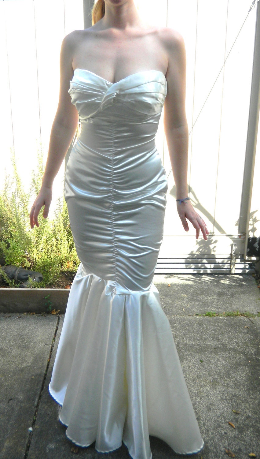 Custom Couture Silk Satin Strapless Mermaid Wedding Gown