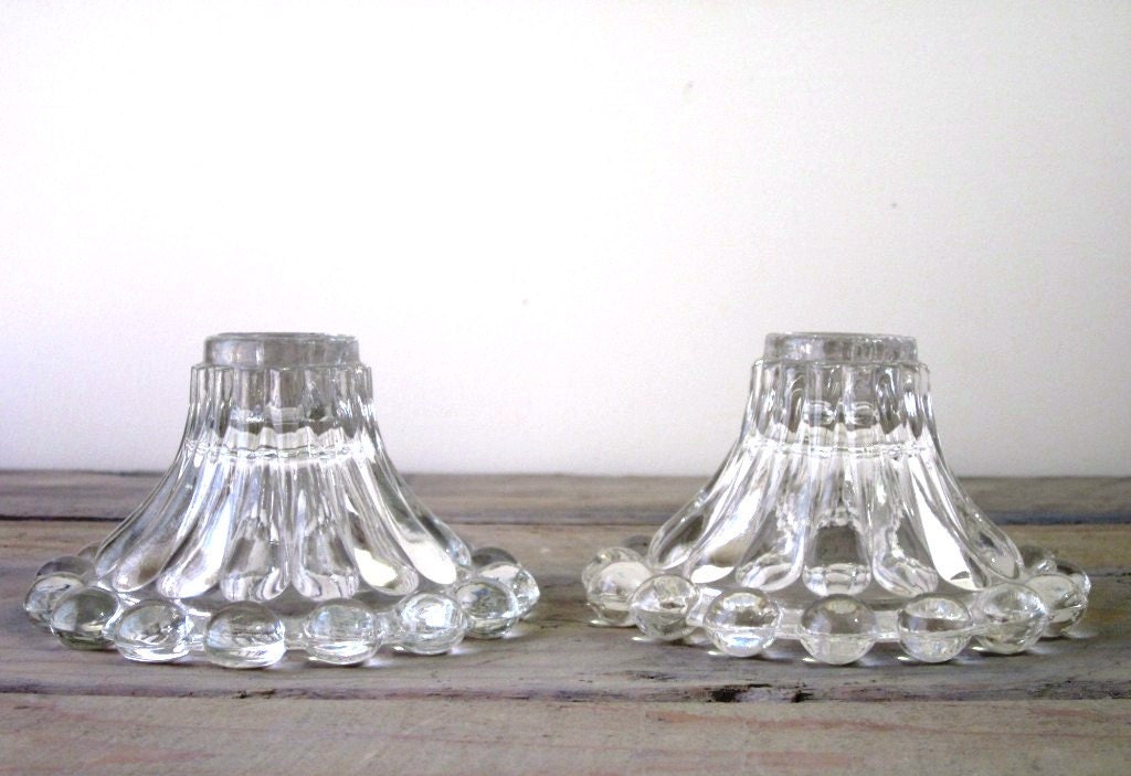 Pair of Depression Glass Candle Holders RESERVED FOR KIMBERLY