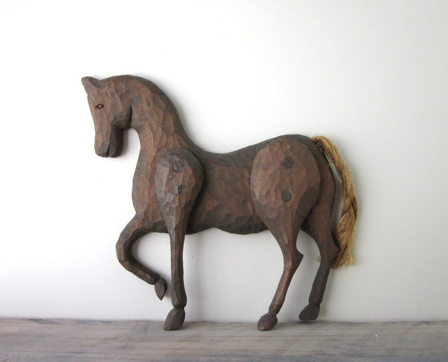 Brown Wood Horse Wall Hanging