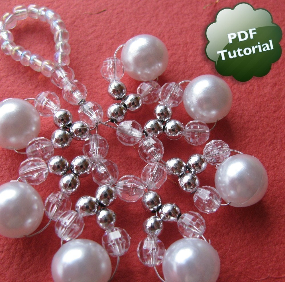 DIY PDF Tutorial - Snowflake, Beaded Ornament / Souvenir / Party favor