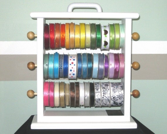Painted Original Ribbon Storage Rack Scrapbookers and Crafters organize all your ribbon.