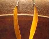 SALE Single Orange Sword Feather Earrings