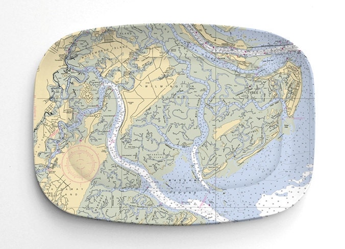 Savannah Nautical Chart Melamine Platter - 1 platter