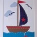 Nursery Art, Sailboat, Child Room Decor, Baby Boy Room Decor, Beach Home Decor, Boys, Brown, Blue, Red, Let's Sail Away, 8x10 Print
