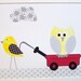 Nursery Art Decor, Nursery Art Print, Kids Wall Art, Yellow and Grey Nursery, Birds, Owls, Gray, Yellow, My Little Red Wagon, 8x10 Print
