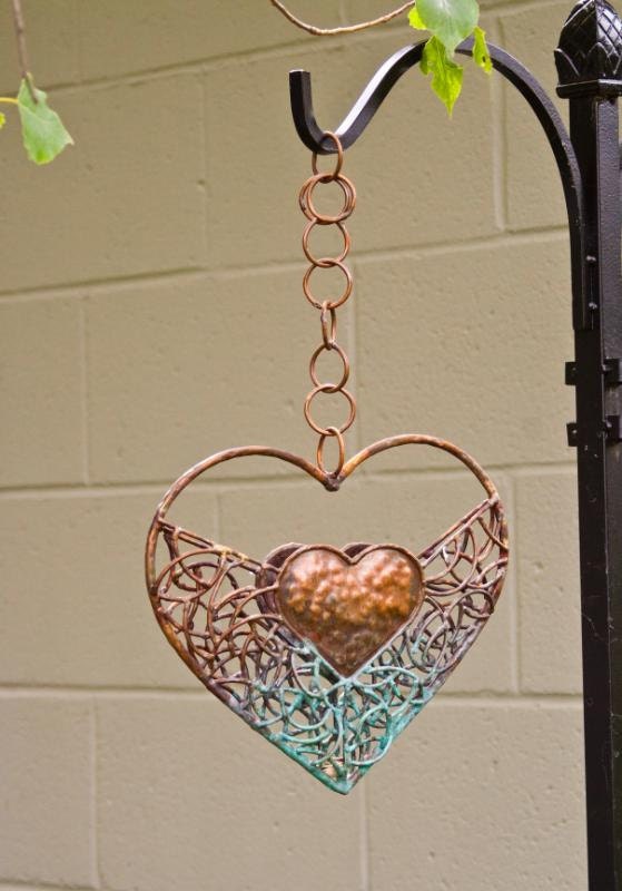 Copper Heart Bird Feeder