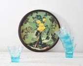 1950's Yellow Rose Metal Tray