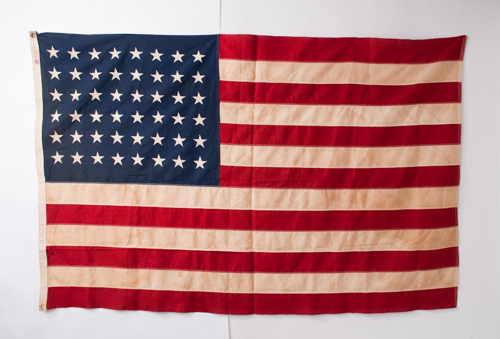 War Years American Flag - Defiance 48 Stars Stitched Cotton Bunting