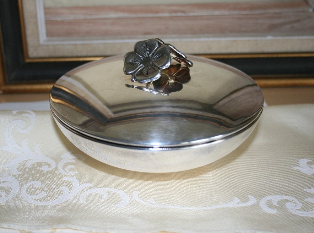 Beautiful Italian made silver-plate shallow lidded container