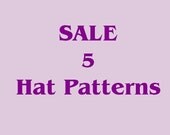 Crochet Hat Patterns - SALE - Hat Crochet Patterns Emailed2U - Pick FIVE - must purchase this listing for special price