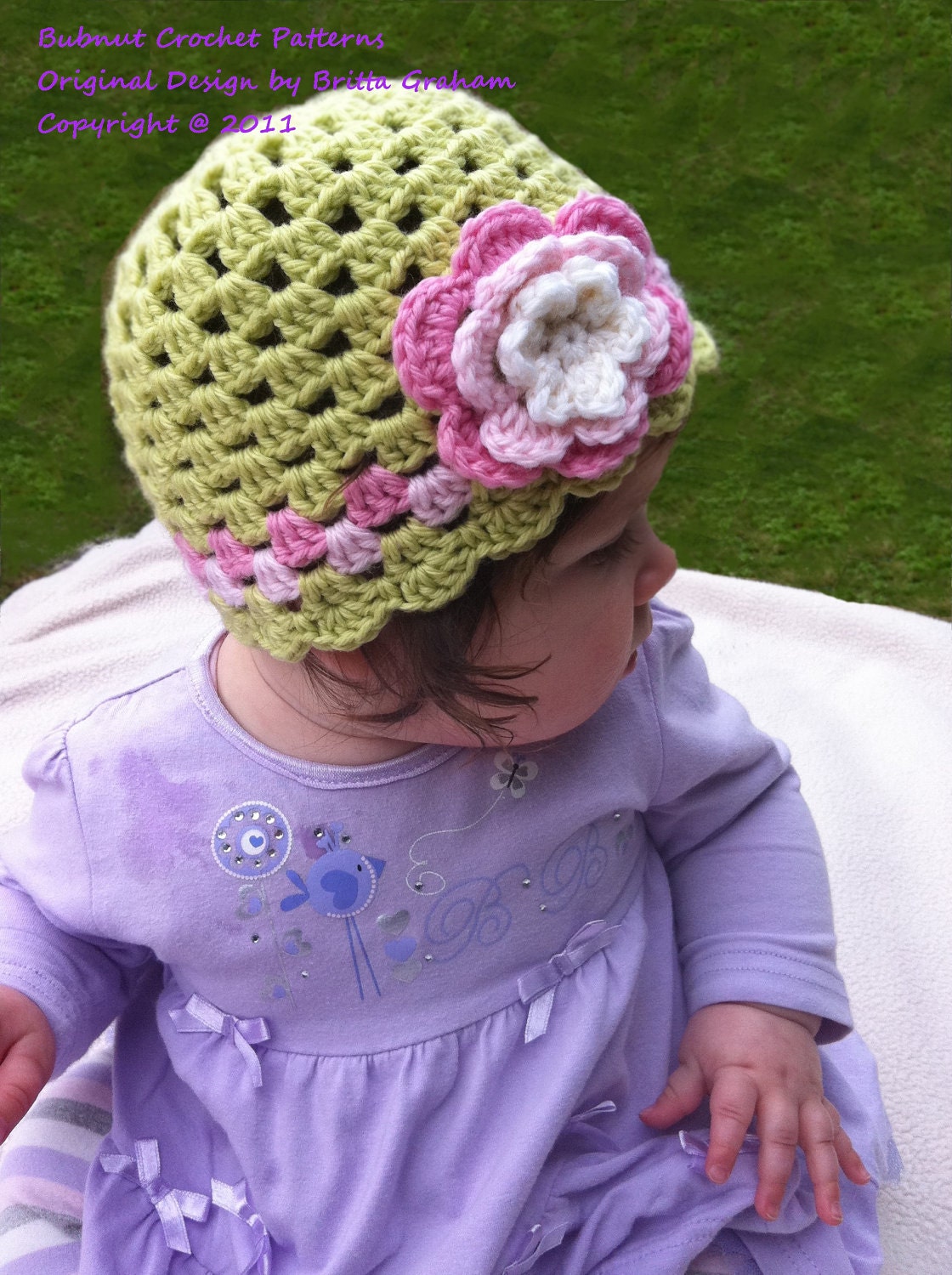Shell Trim Crochet Baby Hat Pattern No.203 EMailed2U EIGHT sizes uses Double Knitting (Australian 8ply) weight yarn