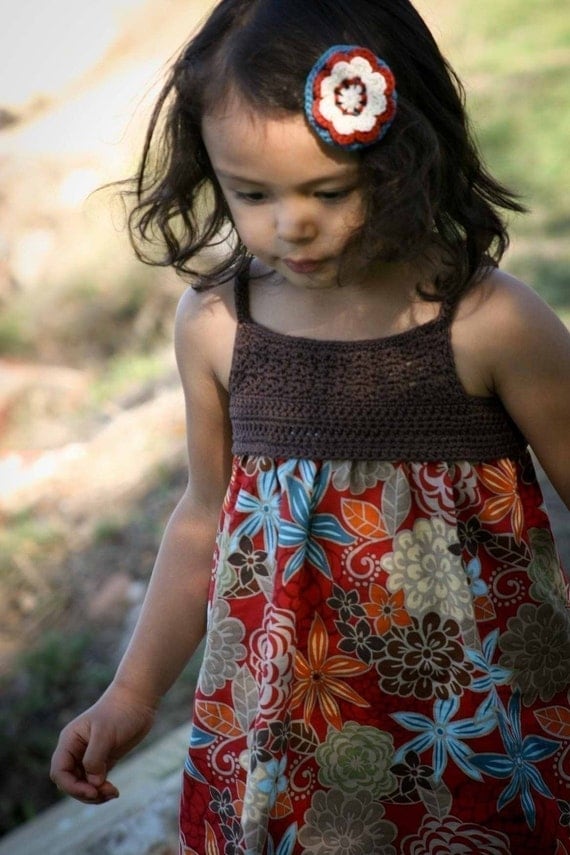 Crochet Dress Pattern - Crochet and Fabric Summer Dress Pattern Tutorial with SEVEN Sizes 1 to 7 Yrs Emailed2U