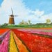 Fine Art by Rebecca Croft Original Oil Painting Spring Tulips in Holland Landscape