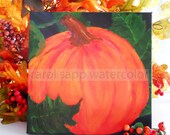 pumpkin original acrylic painting 8" x 8"